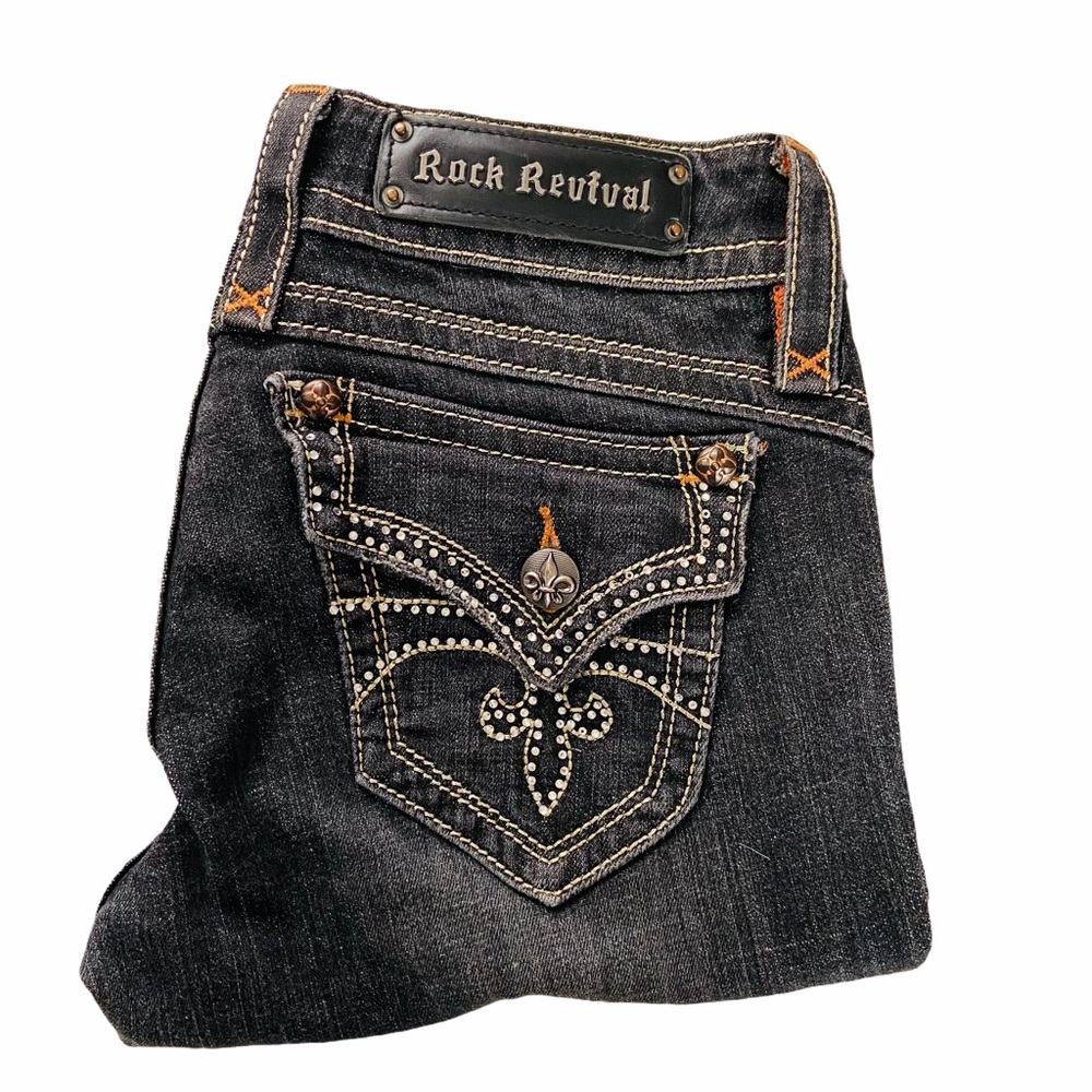 Rock Revival Gwen Black Bootcut Embellished Jeans